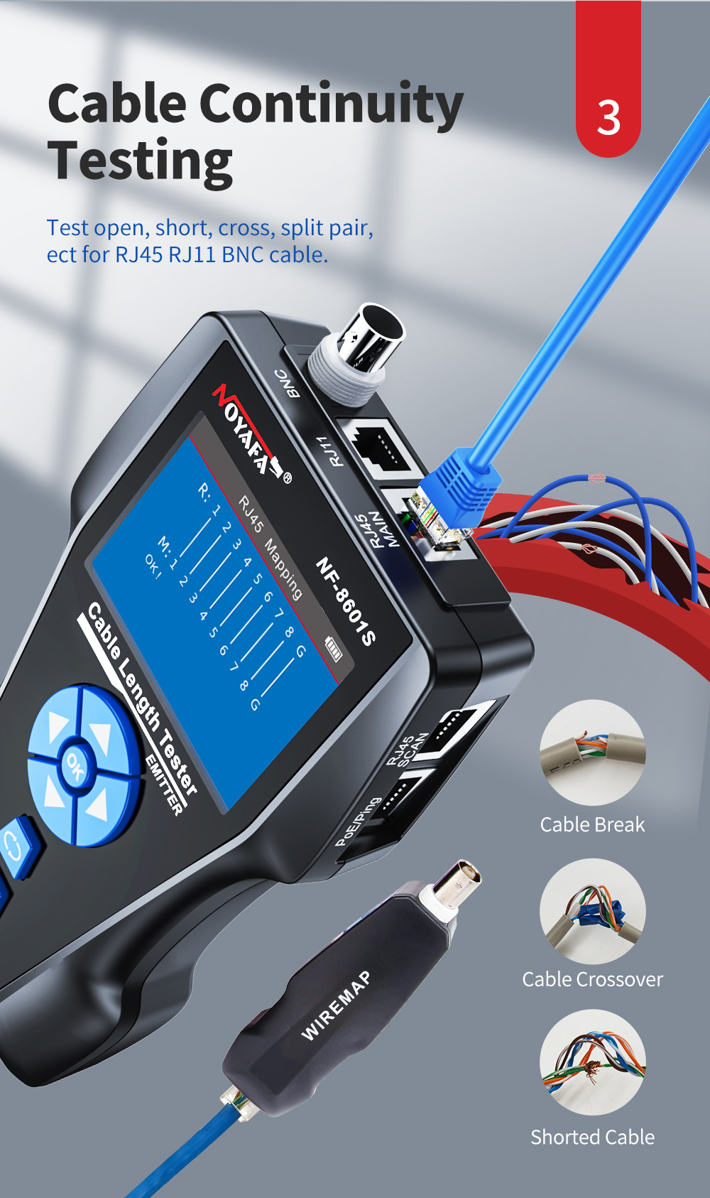 Noyafa NF‑8601S Cable Tester